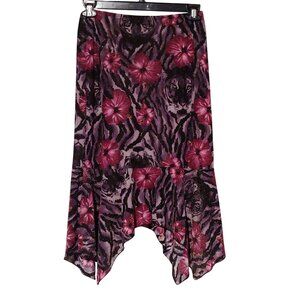 Womens Floral Metallic Y2K Boho Fairy Grunge Whimsical Asymmetrical Tier Skirt